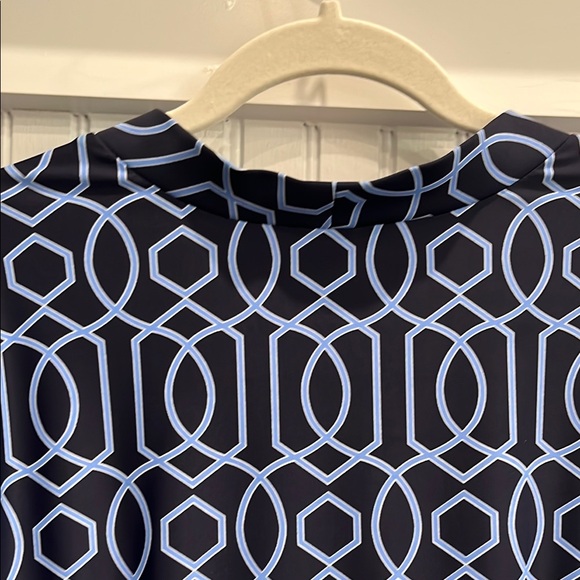 Jude Connally Blue Midi Dress with Geometric Pattern and V-Neck - Picture 5 of 6